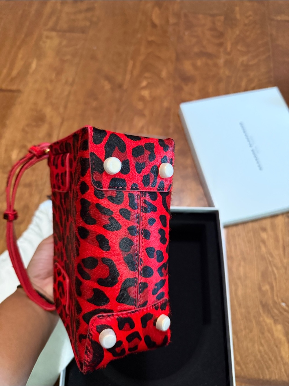 Brandon Blackwood Red and Black Leopard Mini Tote - Picture 3 of 4
